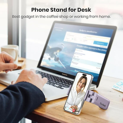 Airplane Travel Essentials Phone Holder, Klearlook Christmas Stocking Stuffers Phone Mount with Multi-Directional 360° Rotation, Travel Must Haves Handsfree Gadgets for Flying, Table or Outdoor-Lilac