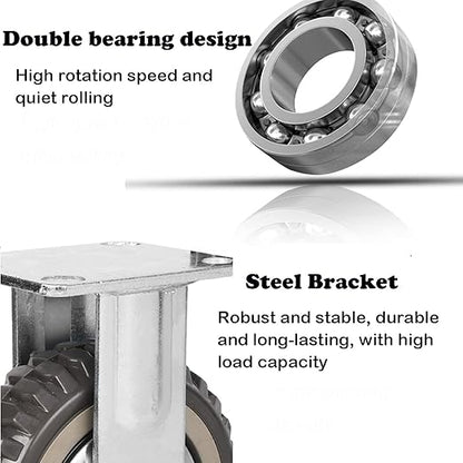 uyoyous 6 Inch Heavy Duty Caster Wheels Set of 4, All Swivel Plate Casters with 360° Rotation & Ball Bearing, 1653 Lbs Capacity, 2 Locking & 2 Non-Locking Anti-Skid Wheels for Cart Workbench Furniture