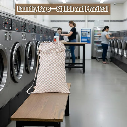 Large Laundry Bag 29" x 18" Double Layer Thickened Clothes Bag with Liner, Drawstring Closure Adjustable Strap, Machine Washable Laundry Sack for College Dorm Travel Apartment Camping