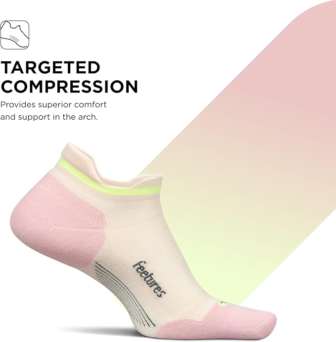 Feetures Elite Max Cushion No Show Tab Ankle Socks - Sport Sock with Targeted Compression