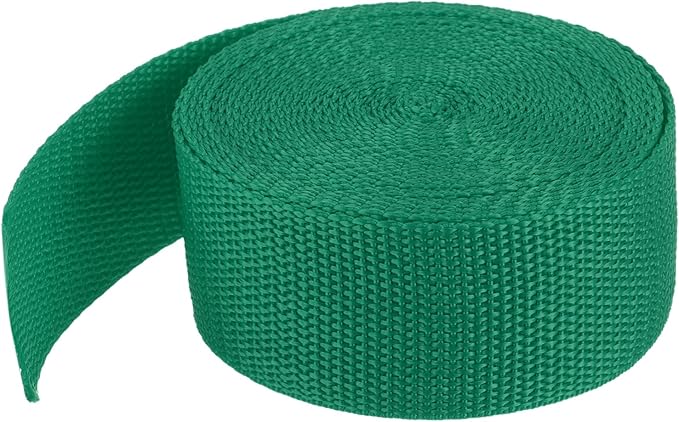 MECCANIXITY Lightweight Polypropylene Webbing Strap 1 1/2" 5 Yard Backpack Strapping Band Green for Outdoor Luggage Cargo Straps
