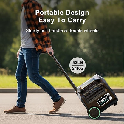 IEE 2400W/2048Wh Solar power station,P2400 Solar Generator(5000W Peak) With 100W Solar Panel,1800W Super Fast Charging,APP Control Emergency Power Station for Home, Camping, Power Outages