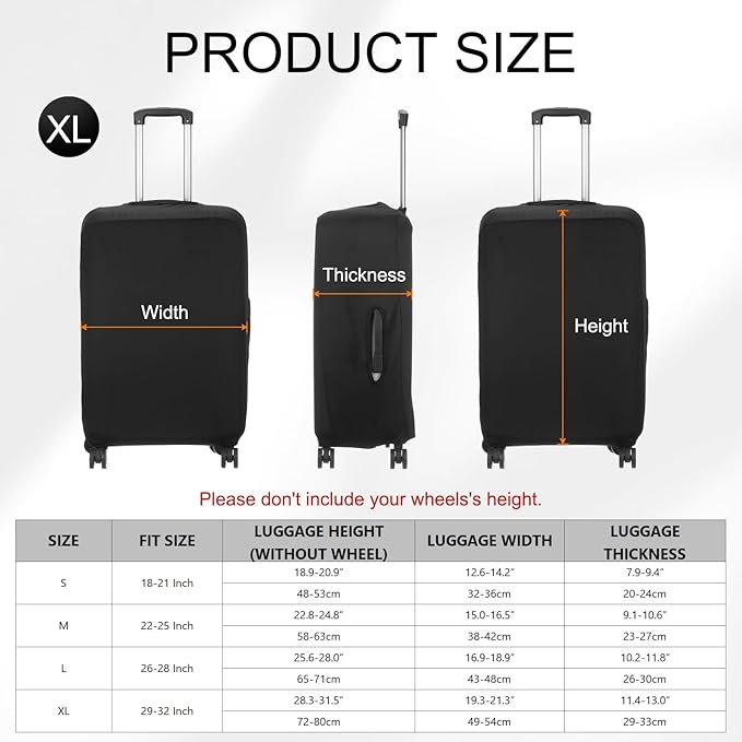 uxcell Travel Luggage Cover, Washable Suitcase Covers for Luggage Anti-scratch Suitcase Protector Elastic Baggage Protective, Fits 29-32 Inch Suit Case, Black