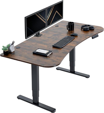 VIVO Electric 63 x 32 in Dual Motor Rustic Standing Desk, Memory Height Adjustment, 2B Series, Vintage Brown Top Black Frame, DESK-KIT-2B1N