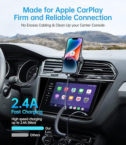 Coiled iPhone Charger Cable for Car, Lightning Cable 2 Pack 5ft, [Apple MFi Certified] Short iPhone Charger Cord Compatible with iPhone 14/13/12/11 Pro Max/XR/8/iPad/CarPlay