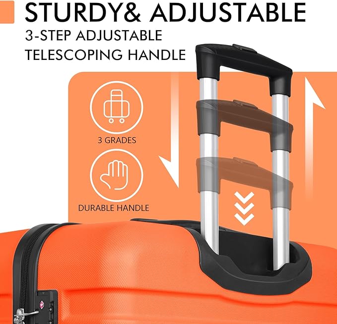 AnyZip Luggage PC ABS Hardside Lightweight Suitcase with 4 Universal Wheels TSA Lock Checked-Large 28 Inch Orange