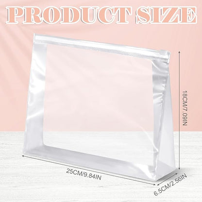 Xuniea 100 Pcs Mini Clear Makeup Bag PVC Small Travel Toiletry Organizer Pouches Bulk Waterproof Transparent Plastic Cosmetic Bag with Zipper for Women Men Travel(9.8'')
