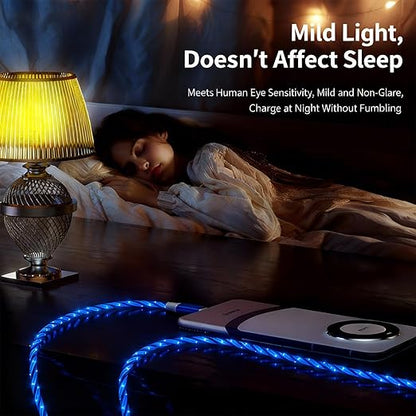 USB Cable PD Fast Charger Lighted Up (USB A TO C Starry Blue)Mobile Phone Data Cable, Charging Cable, Supports Data Transfer, 39-inch, TPE Material, Compatible with Almost All Type-C Devices.