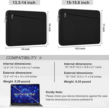 Laptop Sleeve Case 13.3 Inch, Durable 14 Inch Laptop Case Computer Carrying Bag Protective Cover Compatible with 13 14 inch MacBook Pro, MacBook Air, Dell, HP, Lenovo, Notebook, Computer, Black