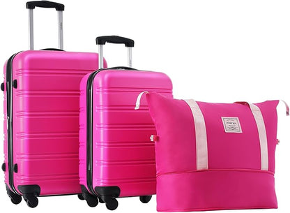 Merax Luggage Sets 2 Piece Suitcase Set 20/24 IN,Carry on Luggage and Travel Bag TSA Lock Expandable,Hard Case Luggage with Spinner Wheels,Pink