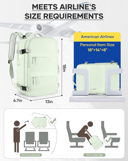wepadre Vacuum Travel Backpack with Pump Travel Backpack with Vacuum System Easy Vac Pack Backpacks Vacpack Compression Backpacks Mochila de Viaje Compresion al Vacio Mint Green