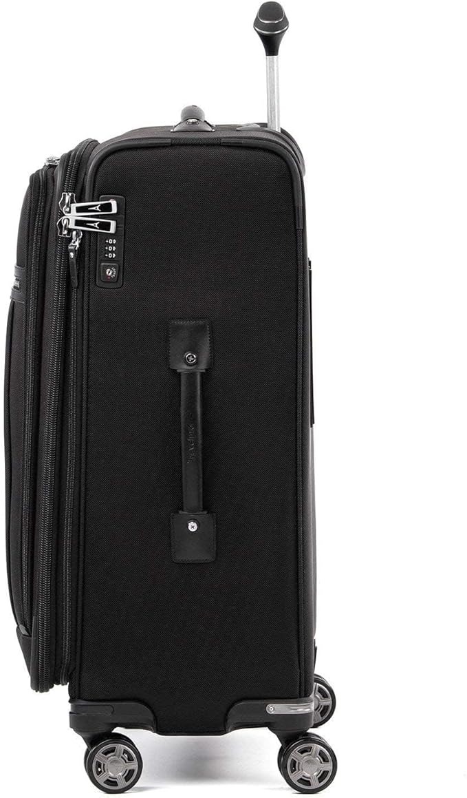 Travelpro Platinum Elite Softside Expandable Luggage, 8 Wheel Spinner Suitcase, TSA Lock, Men and Women (Shadow Black, 2-Piece Set (21/25))