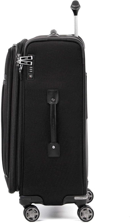 Travelpro Platinum Elite Softside Expandable Luggage, 8 Wheel Spinner Suitcase, TSA Lock, Men and Women (Shadow Black, 2-Piece Set (21/25))