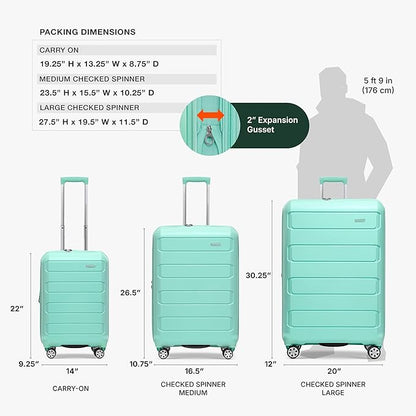 Traveler's Choice Pagosa Indestructible Hardshell Expandable Spinner Luggage, Mint, 30-Inch Large