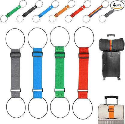 Multi Use Strong Adjustable Luggage Connector Straps, Flexible and Adjustable Luggage Strap, Luggage Connector Straps for Suitcases, Secure Stacking&Hands-Free Travel, Easy to Identify Travel (4Pcs/3)