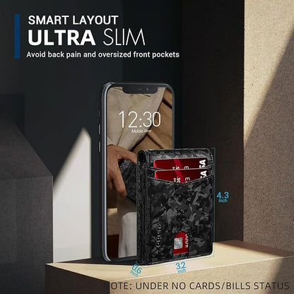 RUNBOX Wallet for Men Slim Rfid Leather 2 ID Window With Gift Box