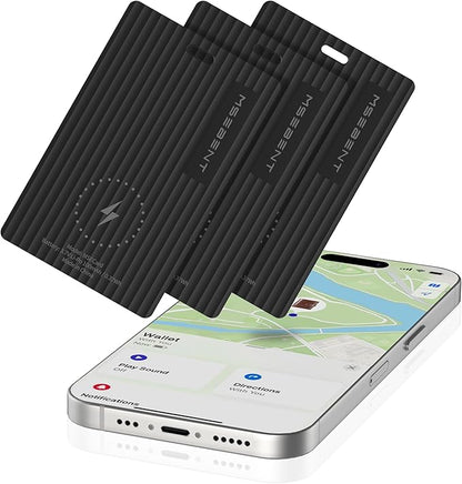 3 Pack Slim Wallet Tracker Card, [Apple MFi Certified], Wireless Rechargeable Bluetooth Finder, Credit Card Size Item Locator, IP67 Water Resistant Tracker for Keys, Bags, Passport, Travel, iOS Only