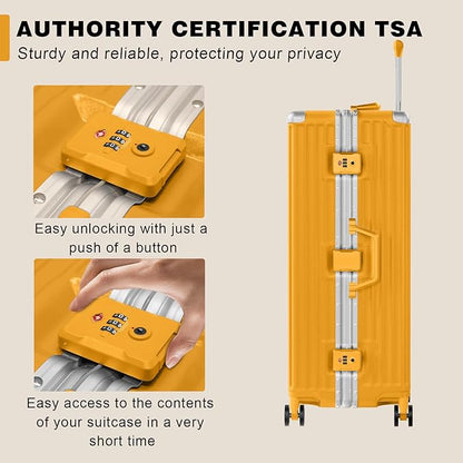 AnyZip Luggage Sets 2 Piece Aluminum Frame Carry On and Checked Suitcase PC ABS Hard Shell TSA Lock No Zipper(Orange, 20/28)