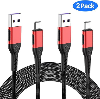 Durcord USB C Charger Cable, Upgarded 2Pack 6ft USB Fast ChargingType C Charging Cord Cable, Type C Charger Premium Nylon Braided USB Cable Compatible with iPhone 15 Pro/Plus/Max/Android/Phone/Pad-Red