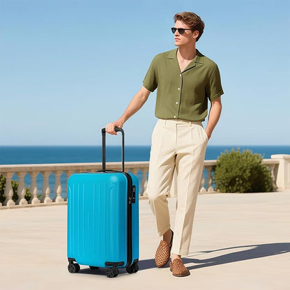 KYME Luggage Sets 2 Piece Hardshell 20"/24" Suitcase with Double Spinner Wheels Hardside Suitcases Sets with TSA Lock PC+ABS Travel Luggage (Ocean Blue, 2Pcs Set(20"/24"))