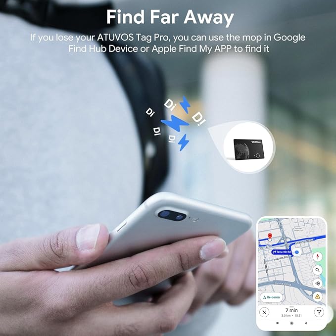 VOCOlinc Air Tag Smart Card for Android & iOS, New Dual System Rechargeable Wallet Tracker Work with Google Find Hub or Apple Find My APP, Item Finder Locator for Luggage, Suitcase. Slim 1.6mm, 2 Pack