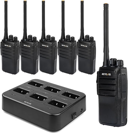 Retevis RT21 Updated Walkie Talkies Adults, Two Way Radios Long Range Rechargeable, 3000mAh Battery, with Six-Way Charger, for Security Warehouse Jobsite(6 Pack)