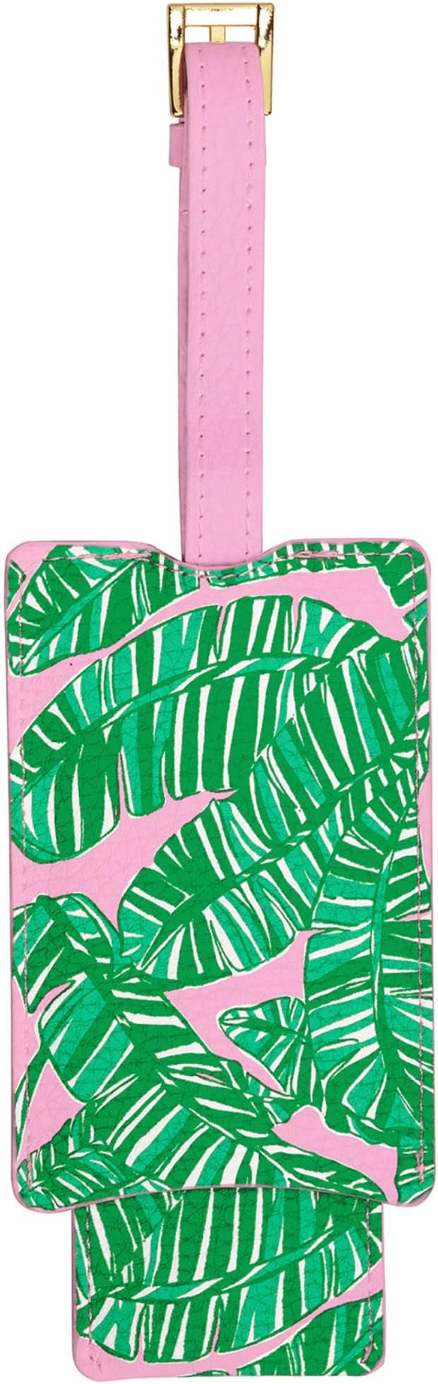 Lilly Pulitzer Leatherette Luggage Tag with Secure Strap, Colorful Suitcase Identifier for Travel, Let's Go Bananas