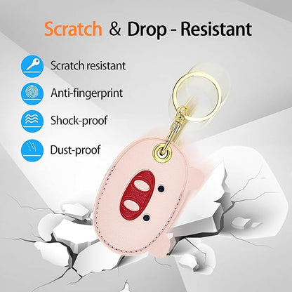 Leather Keychain Case Holder Compatible with Apple AirTag, GPS Airtag Keychain Finder Tracker with Key Ring, Anti-Scratch Protective Air Tag Cover