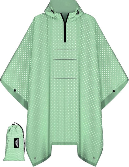 Bruvoalon 3-in-1 Rain Poncho with 1/4 Zip & Chest Pocket, Waterproof, Sunshade, Ground Mat for Adults & Youth Emergency