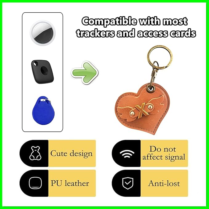 Initial Letter Leather Alphabet Keychain Holder Case Compatible with AirTag,Cute Protective Air Tag Cover with Bronze Keyring,Anti-Scratch Finder GPS Tracker Case for Pets Keys Wallet Luggage(X)