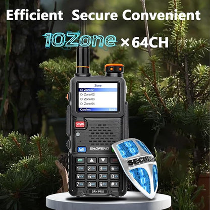 BAOFENG BF-5RH PRO GPS 10Ｗ Ham Handheld Radio, Multi-Band Long Range Two-Way Radio with 18.89'' Tactical Antenna, Aviation/VHF/UHF/ 1.25m Scanner, NOAA APRS 5RM Walkie Talkies Type-C Charging,2 Pack