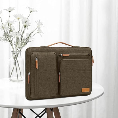 MOSISO 360 Protective Laptop Case 13 inch, 13 inch Laptop Sleeve Compatible with MacBook Air M4 M3 M2 M1 2025-2018/Pro M2 M1 2025-2016, Side Open Carrying Case with 4 Zipper Pockets&Handle,Carob Brown