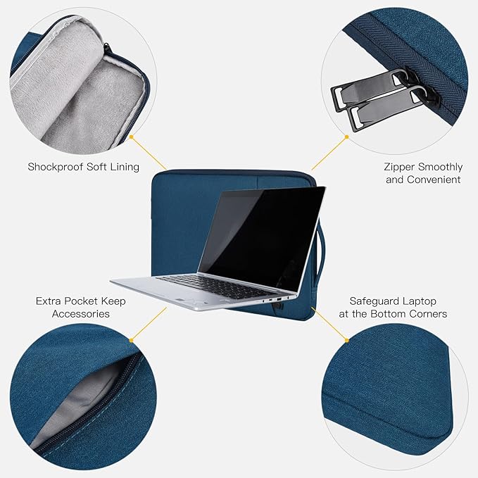 Laptop Sleeve 14 Inch Computer Case Bag for 15 inch New MacBook Air M4 A3241 M3 A3114 M2 A2941 2025-2023, HP Lenovo Acer ASUS Chromebook 14, Atrovirens