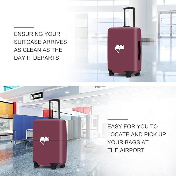 Cute Kitty Pattern Luggage Cover, Washable Suitcase Protector Simple Tiny Cat Design Anti-scratch for 32",34"Bag