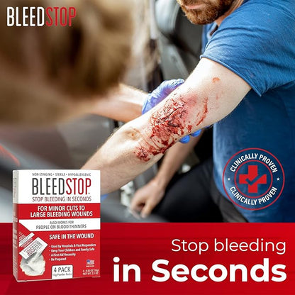 BleedStop™ First Aid Powder for Blood Clotting, Trauma Kit, Blood Thinner Patients, Camping Safety, and Survival Equipment for Moderate to Severe Bleeding Wounds or Nosebleeds - 2 (20g) Pouches