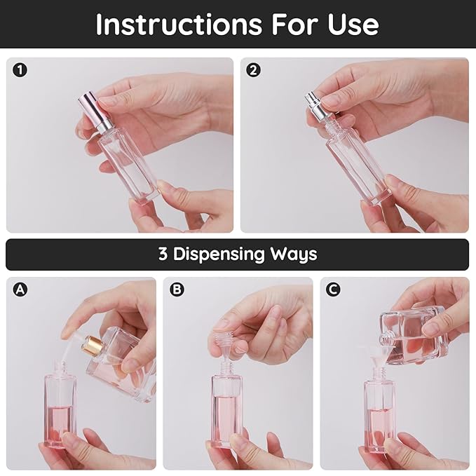 Segbeauty Travel Perfume Bottle Refillable, 5 Pack 20ml Portable Glass Atomizer With Funnel, Empty Spray Bottles for Dispensing Fragrance Toiletries Supplies