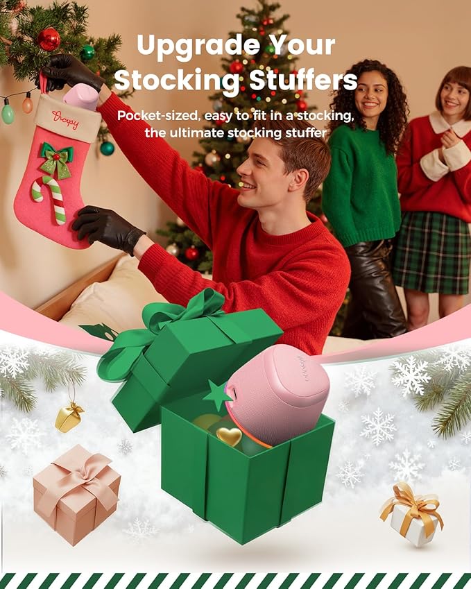 Portable Speaker Stocking Stuffers Teens: White Elephant Gifts for Adults Men Women, Loud Bluetooth Speakers Phone Accessories Stand, Birthday Christmas Ideas Gift Boy Girl Trendy Stuff-Rose Pink