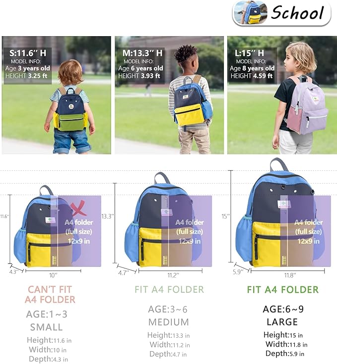 Kids Backpacks For Girls Boys, School & Travel, Large, 15" H, Unisex, Lelon-shark- L, Water Resistant, Animals Pattern, 1 L, Nylon