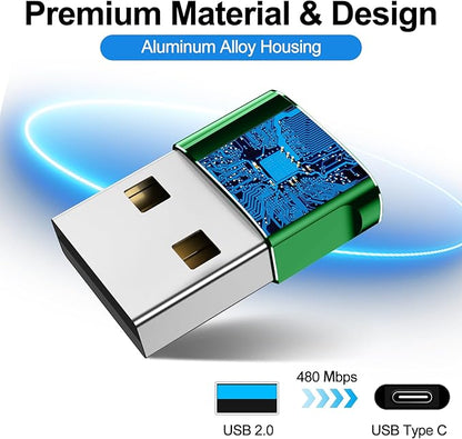 𝟒𝐏𝐚𝐜𝐤 𝐔𝐩𝐠𝐫𝐚𝐝𝐞𝐝 USB to USB C Adapter,Type-C Female to A Male Car Charger OTG Converter for Apple Watch Ultra 8 9 10,iPhone 16 15 14 13 Pro Max,Samsung S24,Nintendo Switch,AirPods,iPad,Car