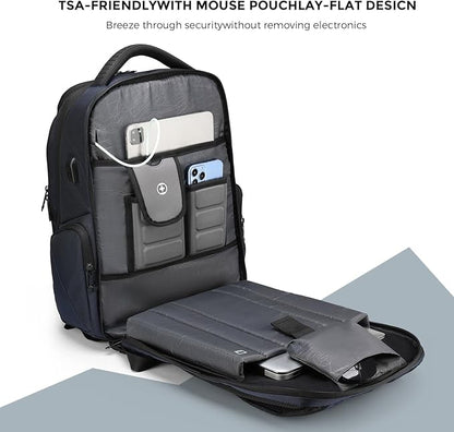 Swissdigital Design Men's Laptop Backpack for College and Business Travel with Integrated USB Charging Port and RFID Protection Fits Laptops up to 15.6 inch, Blue | SD1695-12
