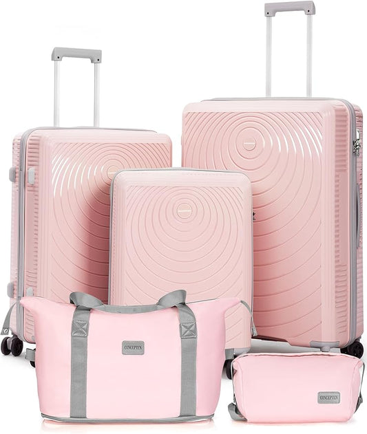 Luggage Sets 5 Piece,Lightweight,Impact-Resistant,Wear-Resistant Suitcases with Wheels, Hardshell Suitcase Set with Spinner Wheels, PP Carry on Luggage Set with TSA Lock, Travel Luggage