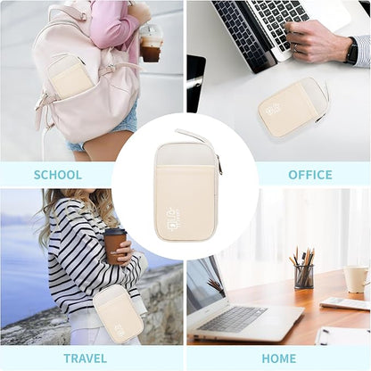 Electronics Travel Organizer,Portable Waterproof Electronic Travel Storage Bag for Small Charging Cord Storage,Charger,Small Electronics,SD Card etc,for Travel,Business -Beige