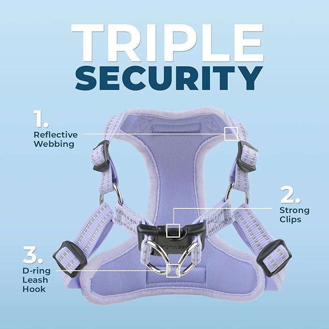 Best Pet Supplies Voyager Mesh Dog Breathable Harness Reflective Stitching, All Weather Adjustable for Walking Training, or Running - Heavy Duty & Durable, Harness (Lavender), XS