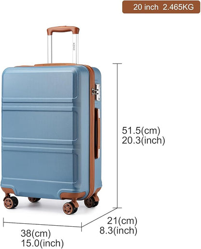 Kono 20'' Carry on Luggage with Spinner Wheel TSA Lock, Lightweight PC+ABS Hardside Luggage Durable Small Carry on Suitcase Apricot Blue