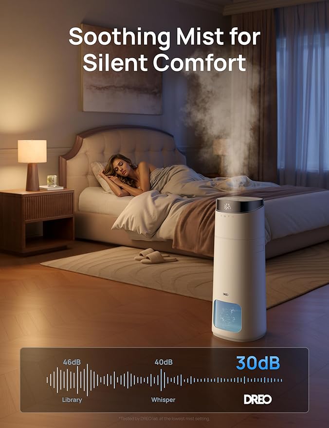 Dreo 16L Smart Humidifier Large Room 1000 ft², 130H Cool Mist Air Humidifiers for Bedroom Plants Baby, Top Fill, Remote/Touch/Voice & APP Control, Clean Tank Technology, 30dB, RGB Light, HM755S White
