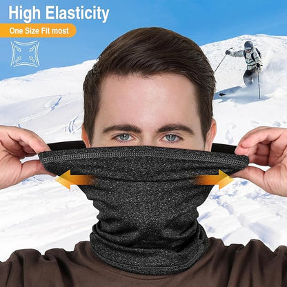2 Pack Winter Neck Gaiter Warmer for Men&Women,Windproof Face Cover Fleece Face Mask Scarf for Cold Weather Sport
