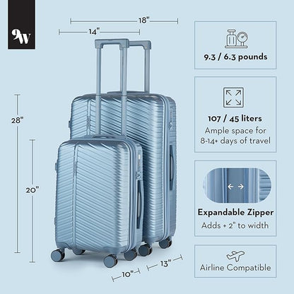 Nine West Zion 2-Piece Smart Luggage Set (20/28), Hardshell Spinners with Cup Holder & USB Port, Expandable & Scuff-Resistant Surface Lapis