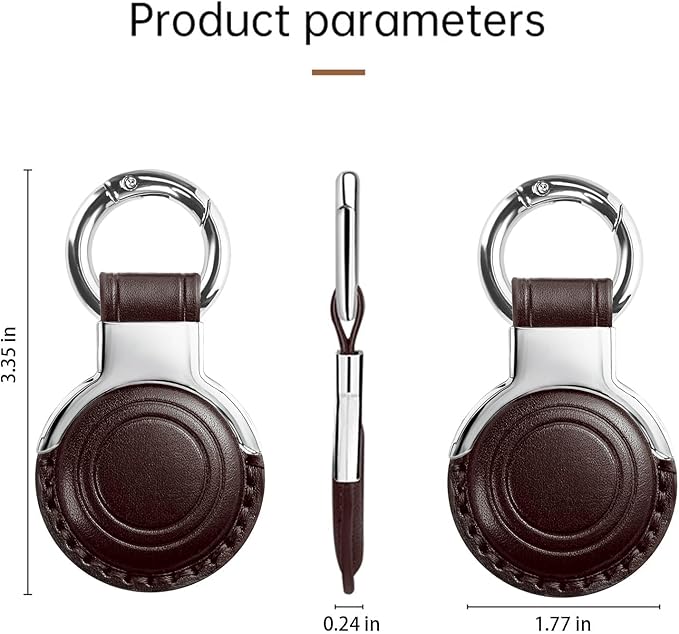 Genuine Leather for AirTag Holder Keychain for AirTag - Premium Handmade Protective Case Cover Accessories with Key Ring, Secure Hidden Design, All-in-One Package, Brown
