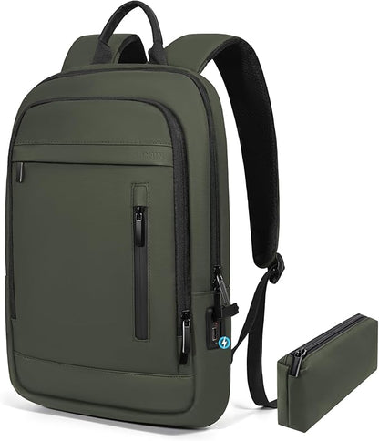Business Backpack for Men Lightweight Commute Laptop Backpack Anti-Theft Water Resistant Backpack for 17.3 Inch Computer for Daily Office Work with Small Bag (Green)