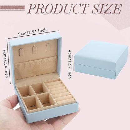 Bridesmaid Proposal Gifts Travel Jewelry Case Jewelry Travel Organizer Small Bachelorette party Jewelry Box Bridesmaid Gift Boxes Mini Storage Organizer Storage Box (6, White&Blue small)